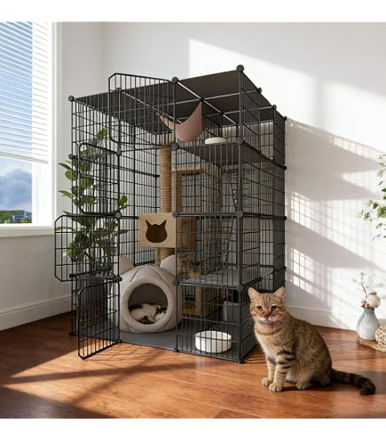 Amazon.com: JaxSteam Cat Cage 3-Tier Indoor Cat Enclosure with
